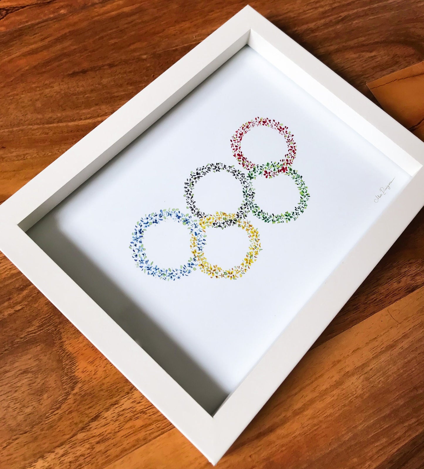 Floral Olympic Rings, Watercolour painting - Print | 20 x 15cm