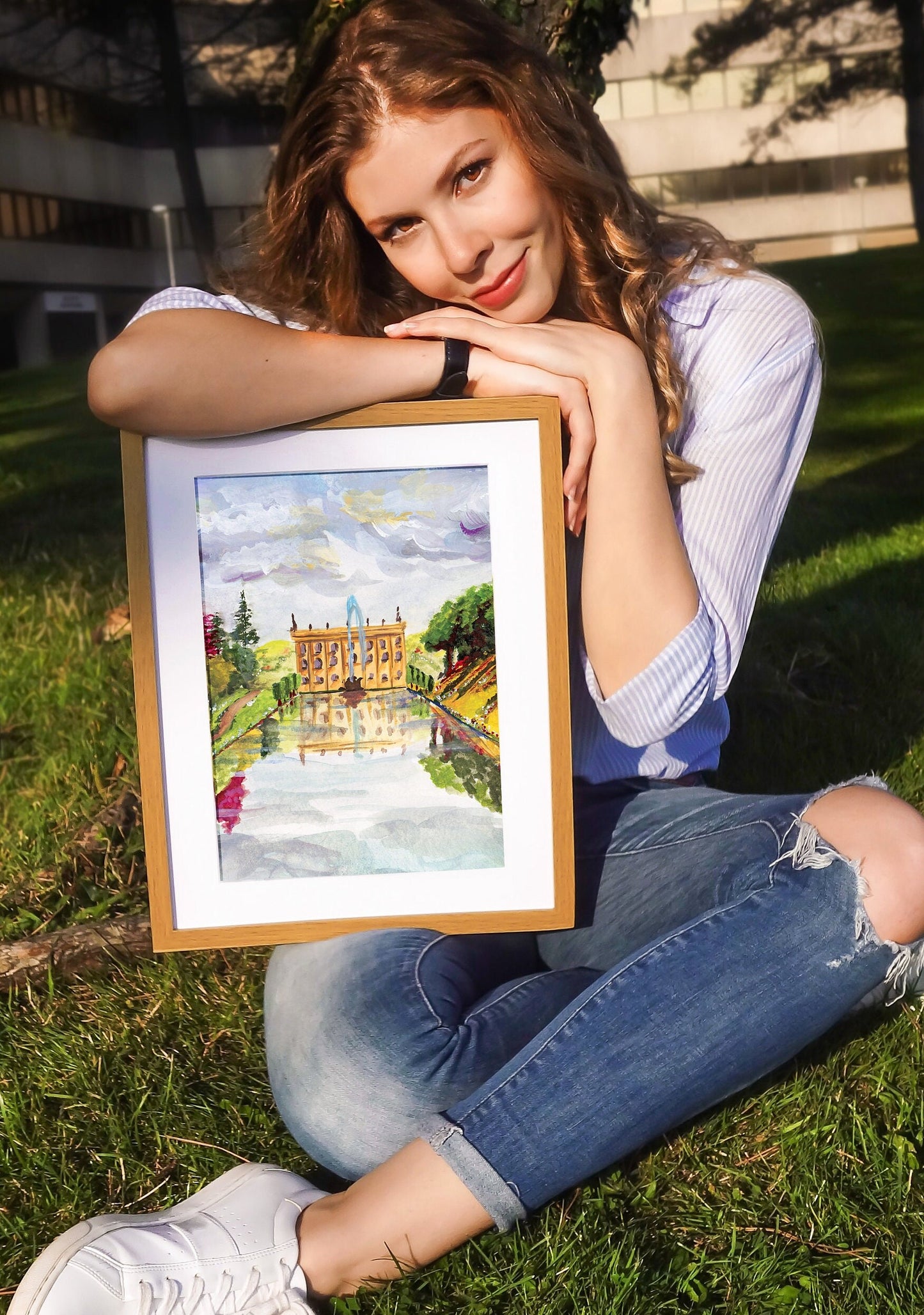 Pemberley from Jane Austen's 'Pride and Prejudice' - Gouache painting - Mr Darcy's home - Print | 15 X 20cm