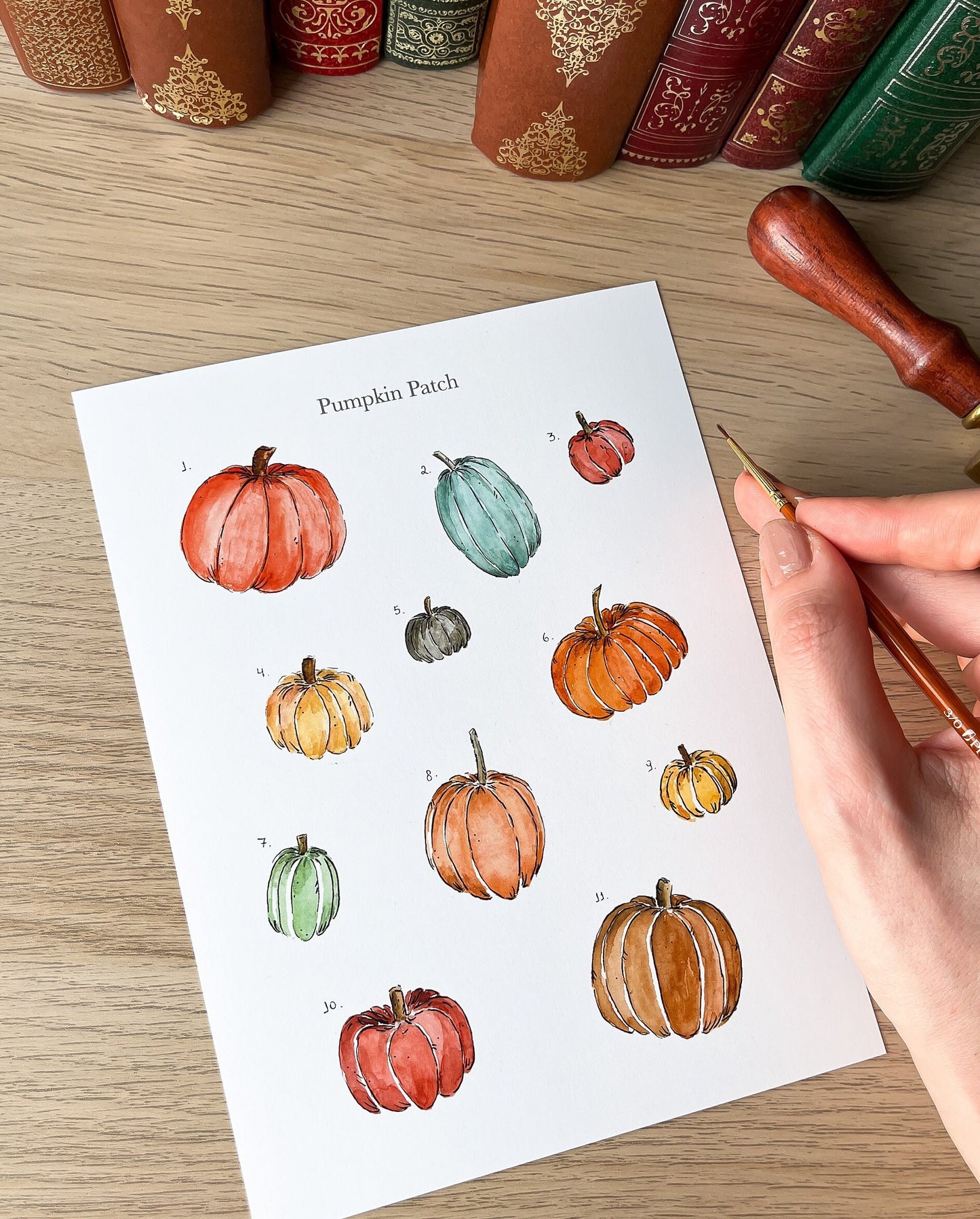 Watercolour painting, Pumpkin Patch - Print | 15 x 20 cm