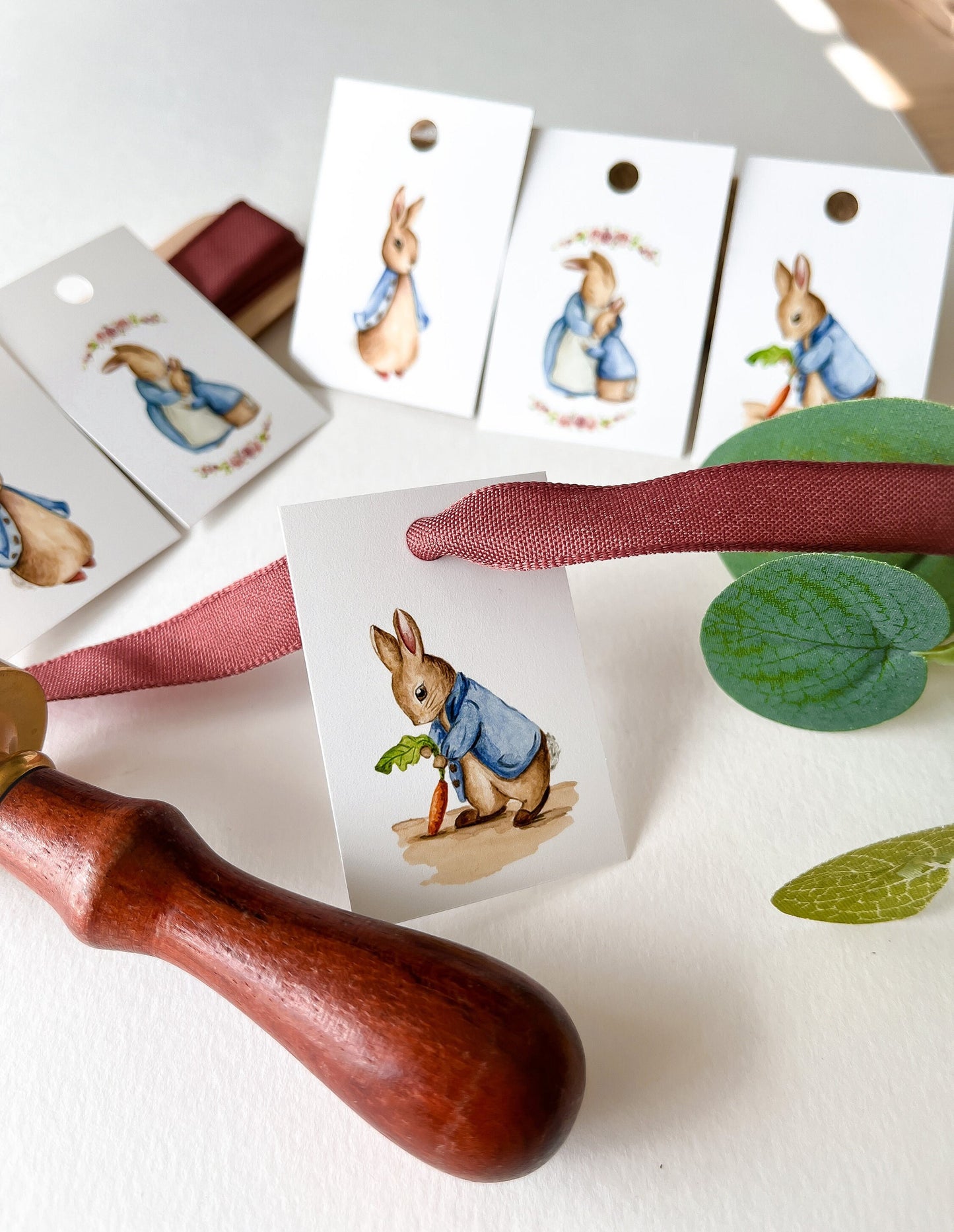 Peter Rabbit Tags - Set of 6 pcs | 3 handmade watercolour designs