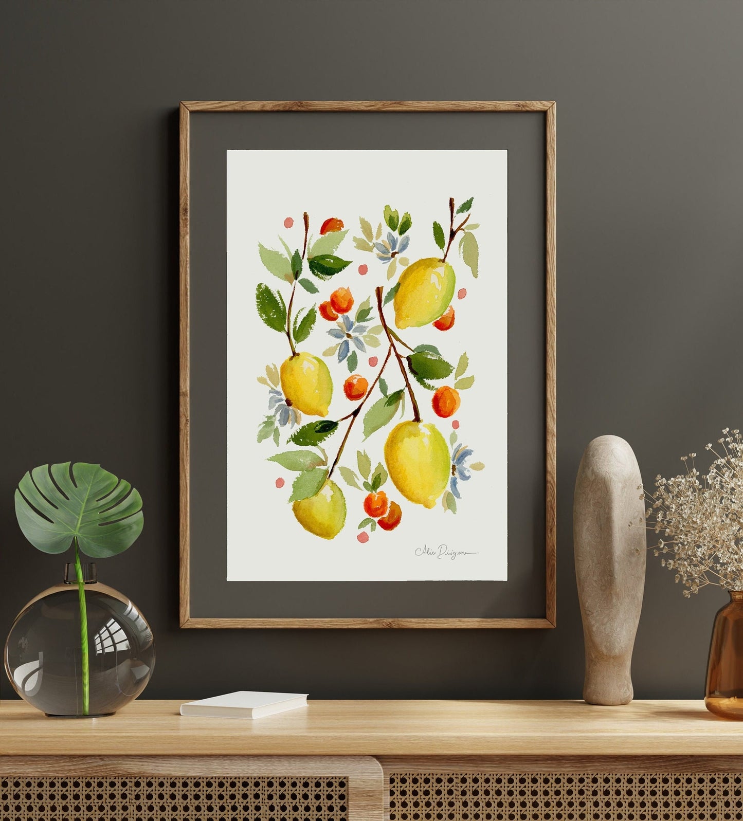 Lemons and Flowers - Original watercolour painting - Print | A4 and A5 | Matte finish