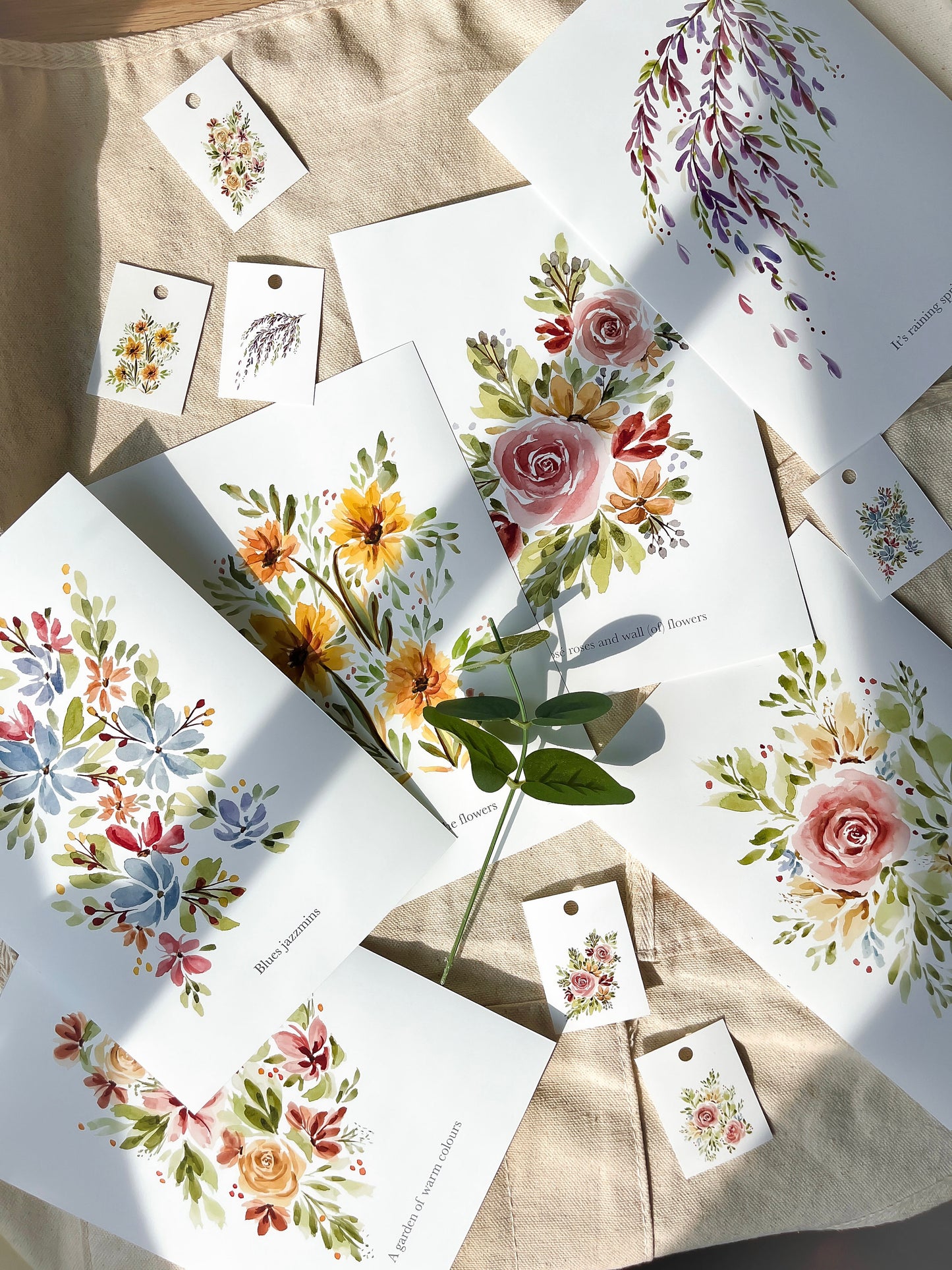 Romantic Floral collection - Original watercolour painting design - 'Blues Jazzmins' - Print | A5 15 x 21 cm