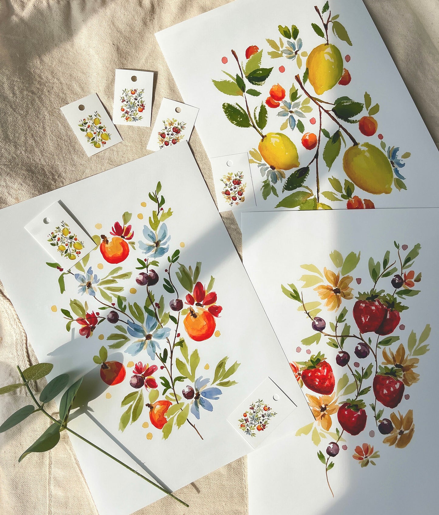 Lemons and Flowers - Original watercolour painting - Print | A4 and A5 | Matte finish