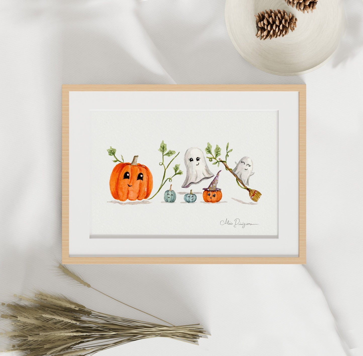 Watercolour painting, The "Nice List" Halloween Party - Print | 10 x 15 cm