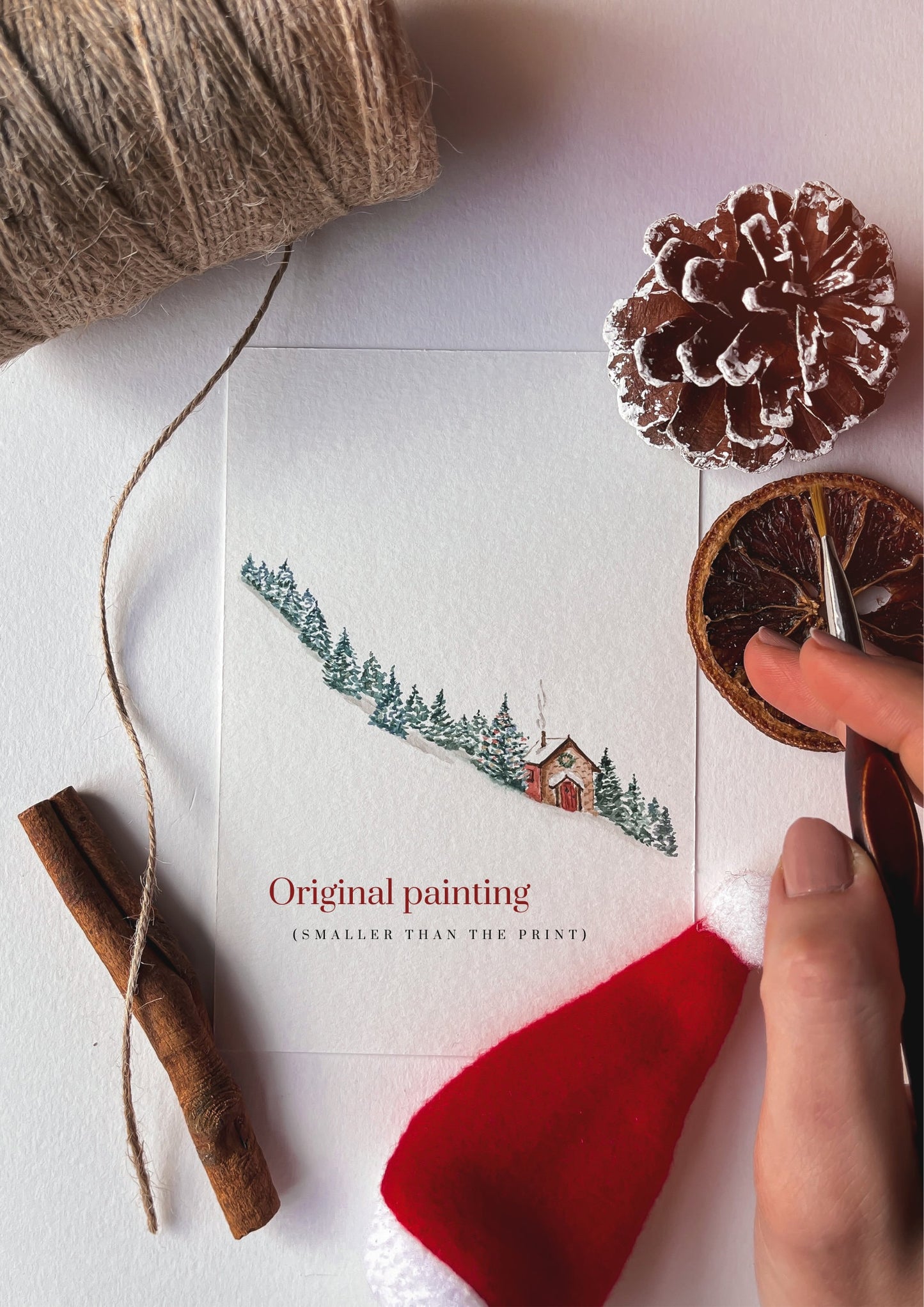 The Winter Cottage - watercolour painting - Print | 15 x 20cm