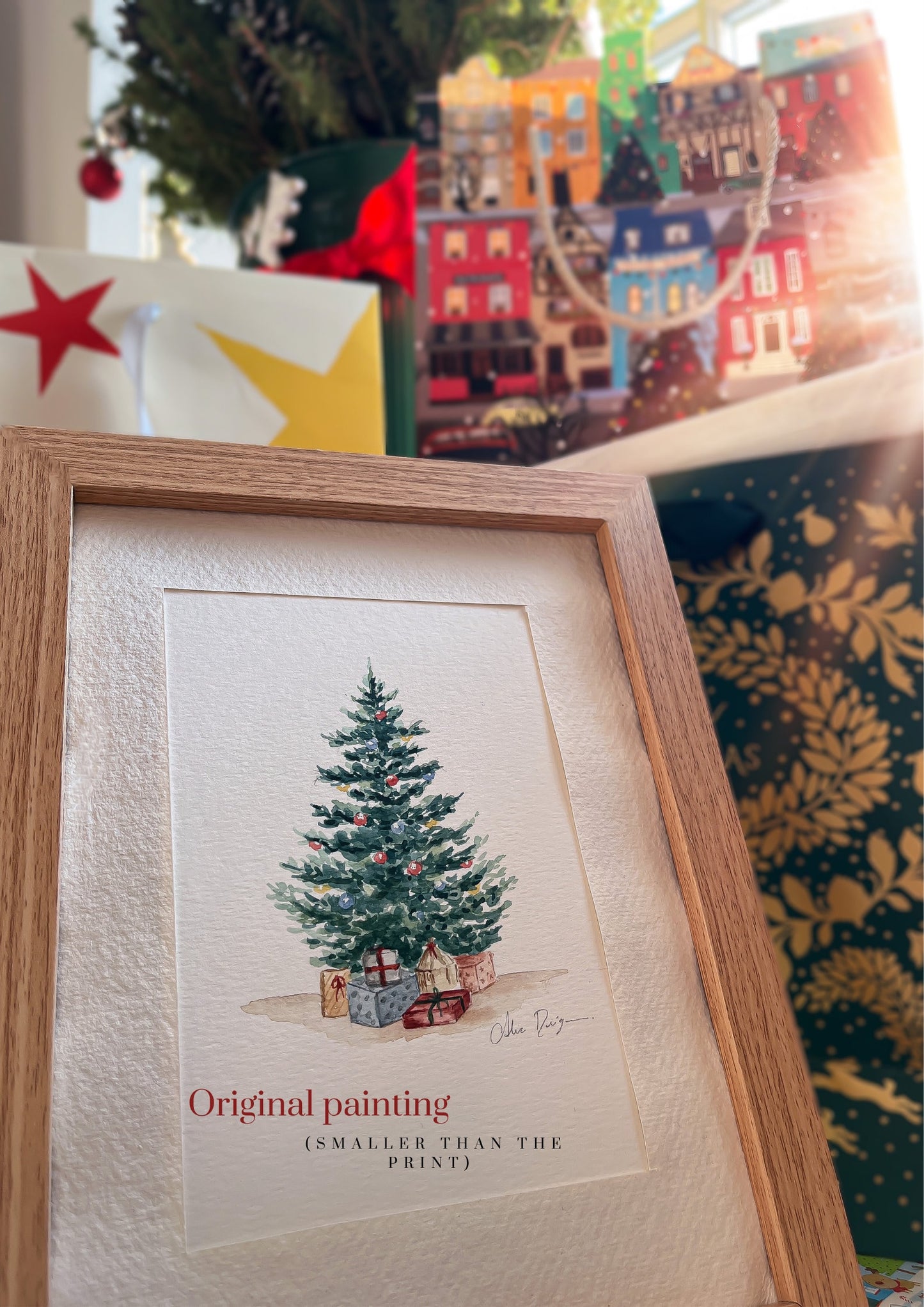 Under the Christmas Tree - watercolour painting - Print | 15 x 20cm