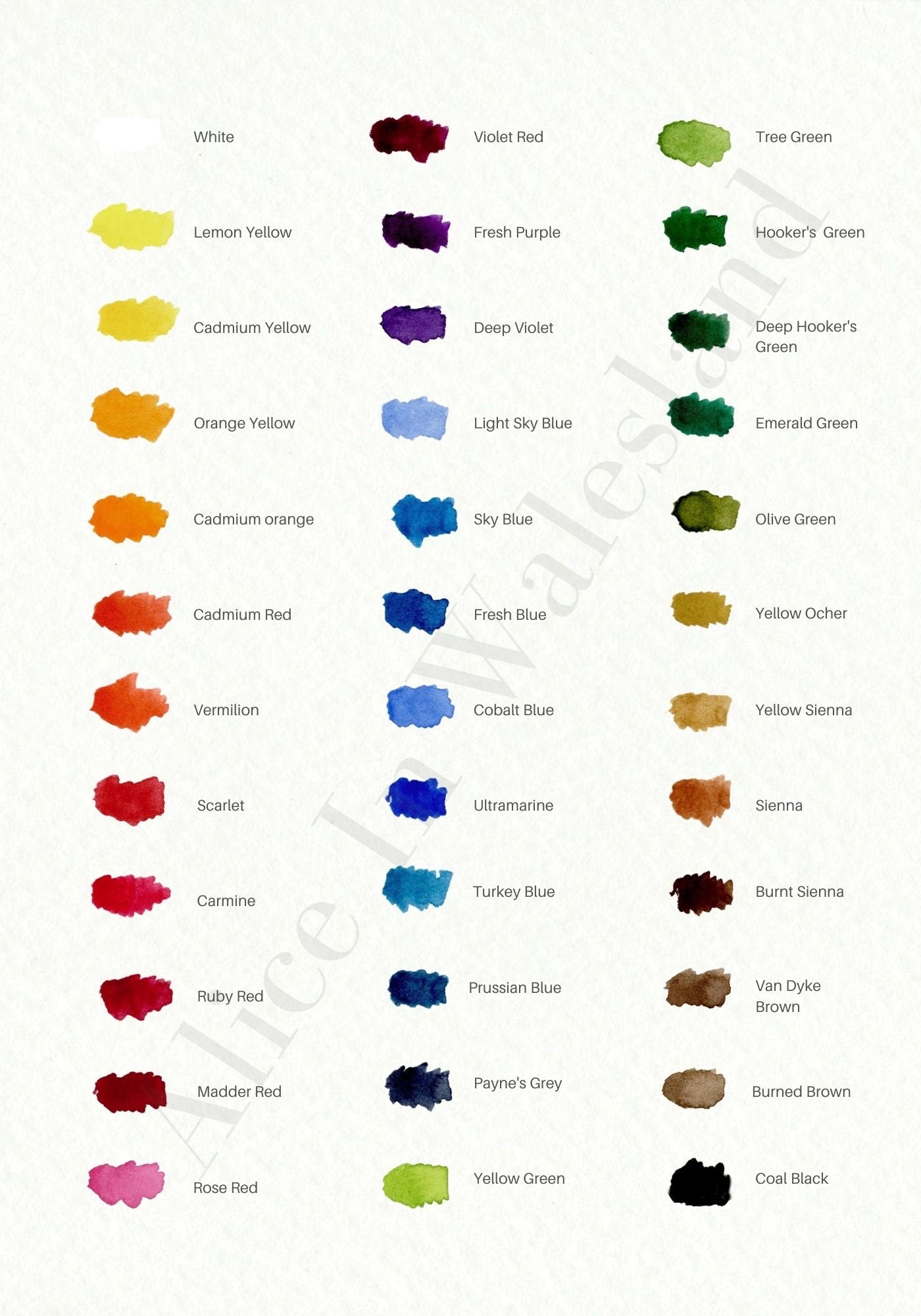 Watercolour Swatches - Print | A4 (21 x 29,7 cm)