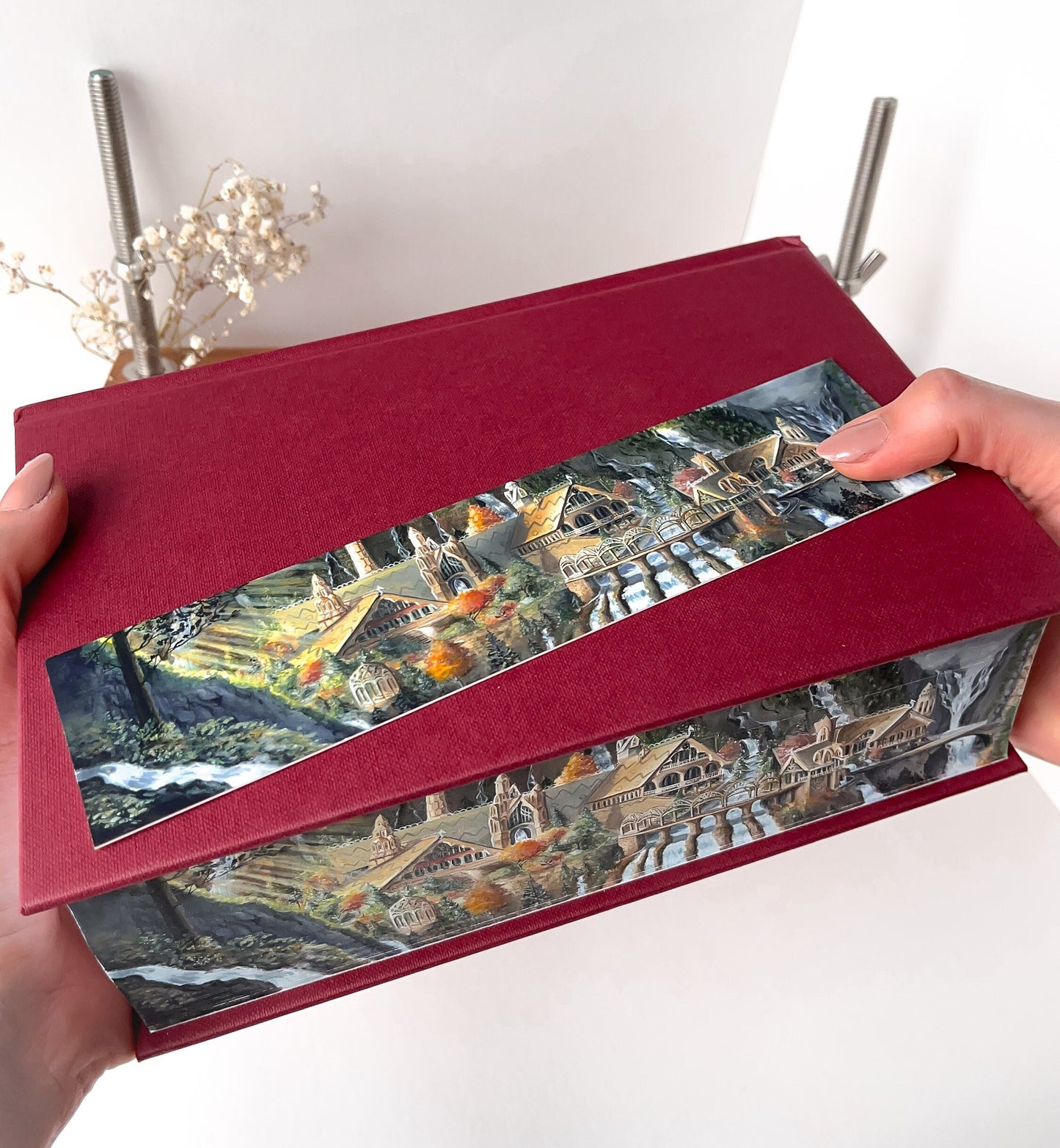 Lord of The Rings Bookmark - Rivendell | Made from the original fore-edge painting