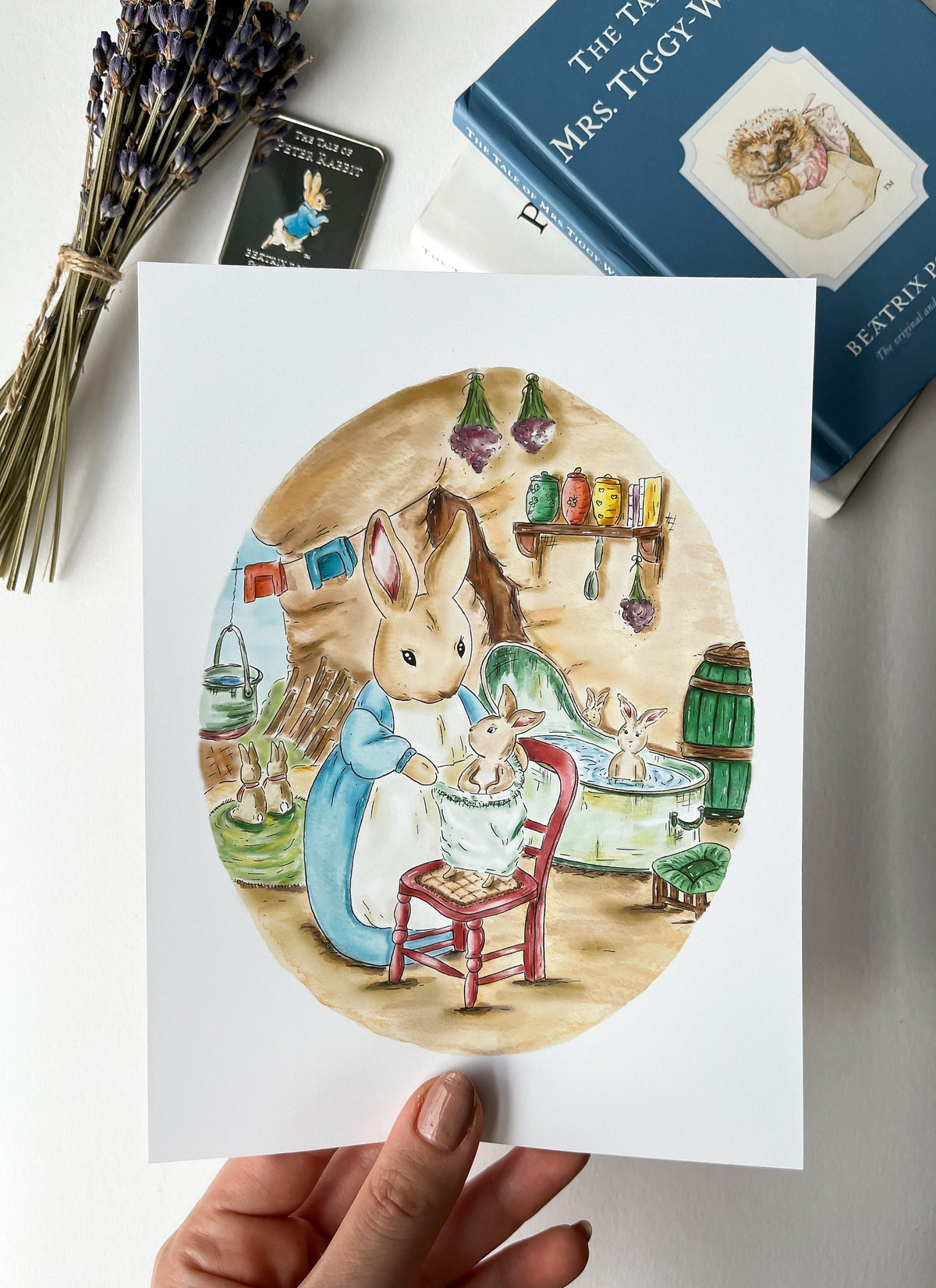 Peter Rabbit Watercolour Animation Peter Rabbit, Bath Time - Watercolour painting - Print | 15 x 20cm ...