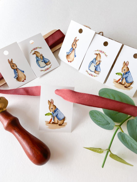 Peter Rabbit Tags - Set of 6 pcs | 3 handmade watercolour designs